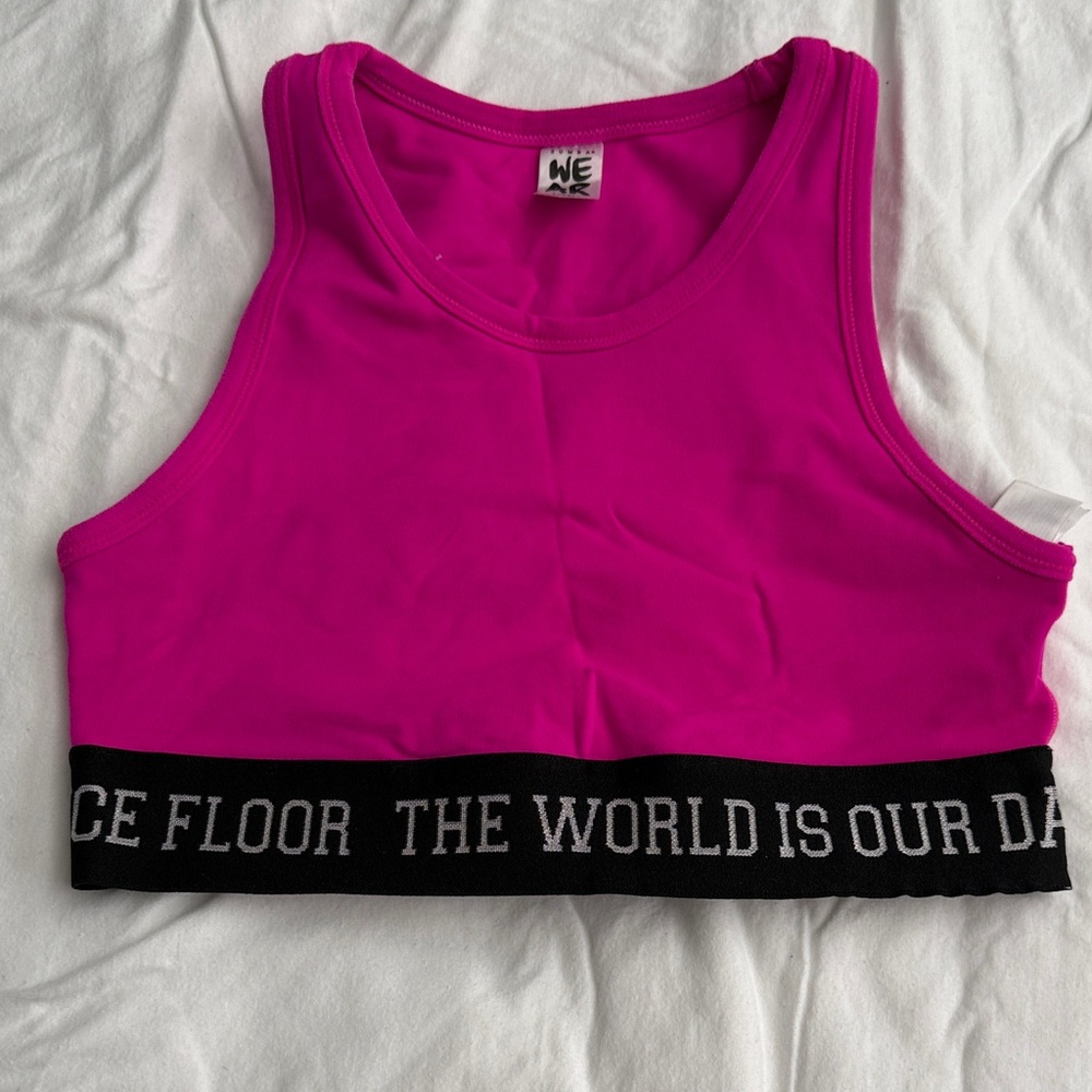 Zumba Fitness Hot Pink Racerback Sports Bra with Black Elastic Band